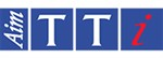 Aim TTi logotyp i blå, vit och röd färg